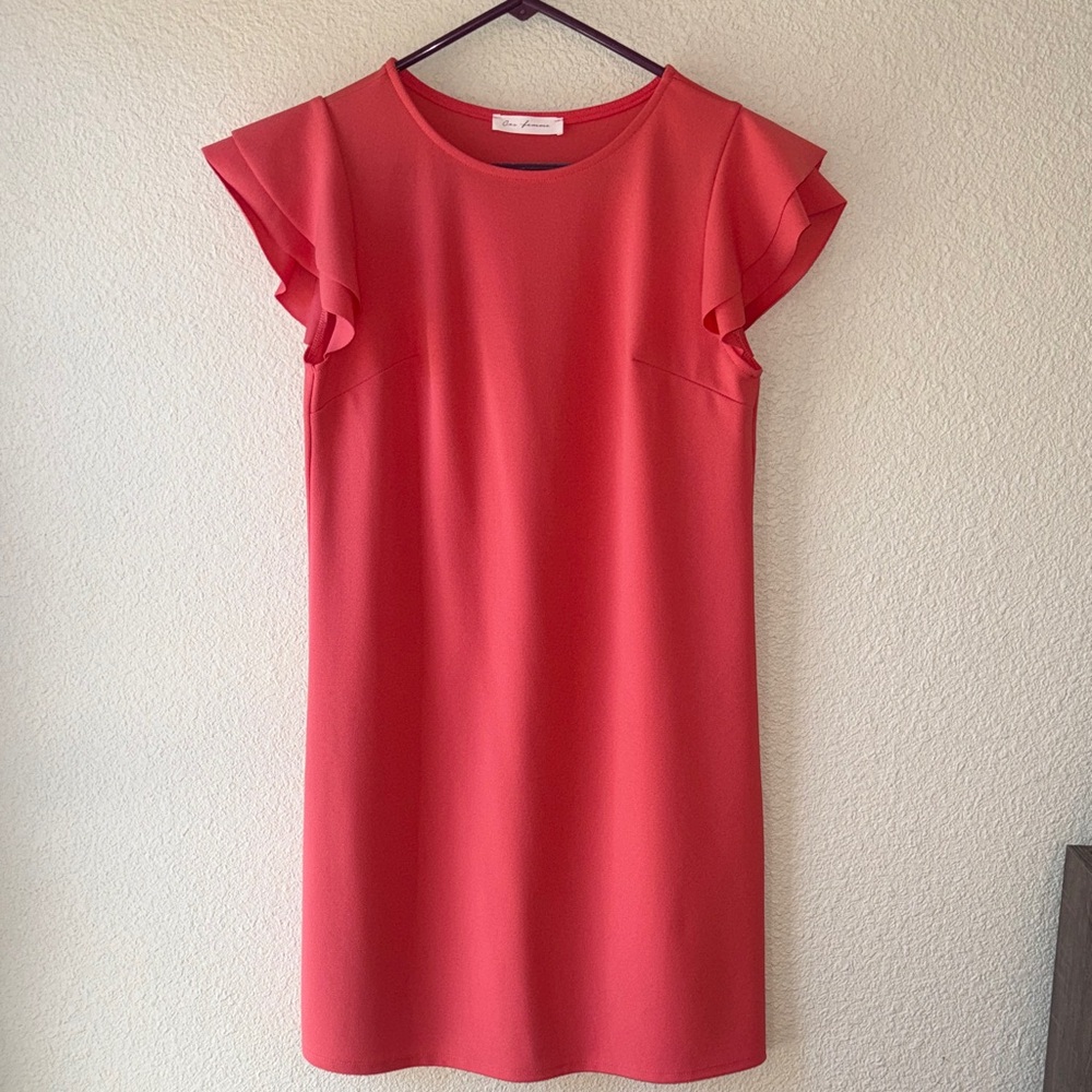 Elegant Pink Ruffle Sleeve Dress
